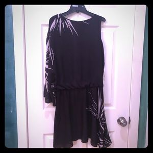 Halston asymmetrical little black dress